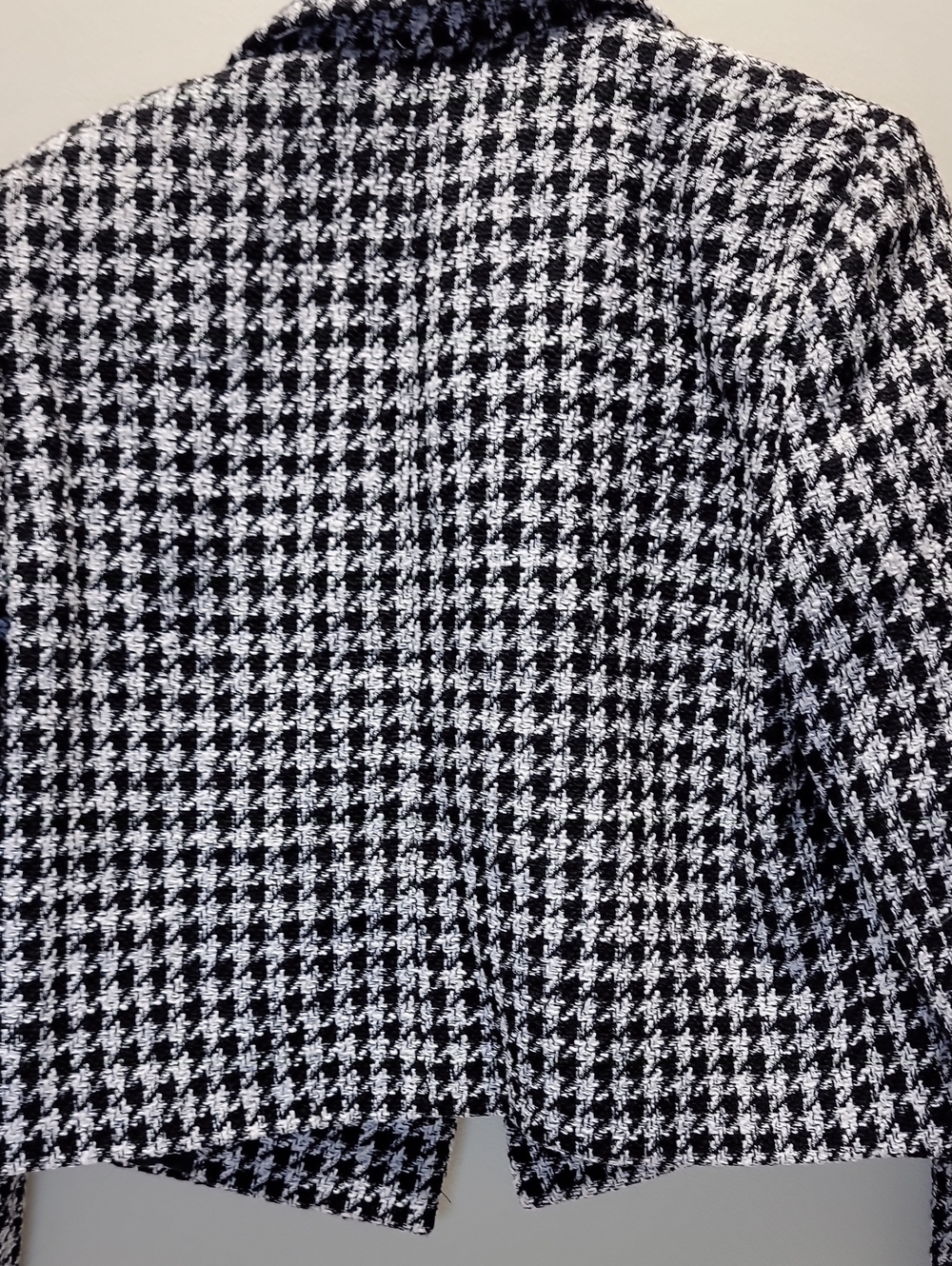 Maison d'Amélie Houndstooth Cropped Blazer Jacket - Black & White Sz 4 Perfect - Picture 9 of 14